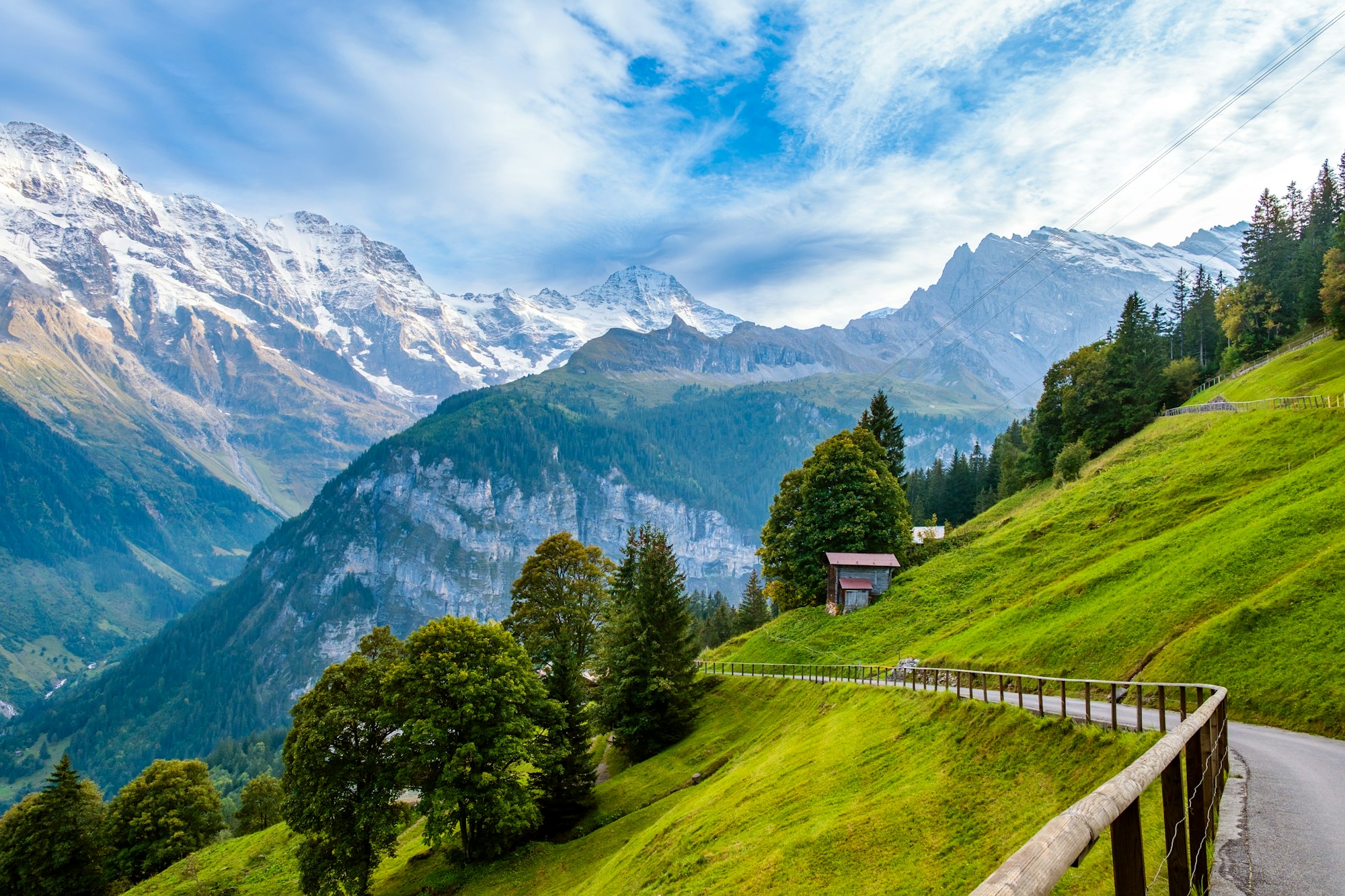 Stunning mountain landscape of Lauterbrunnen valley, Switzerland.